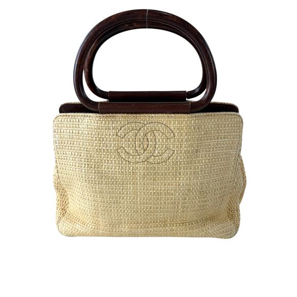 Chanel Straw Raffia Wooden Handbag - Picture 1 of 8